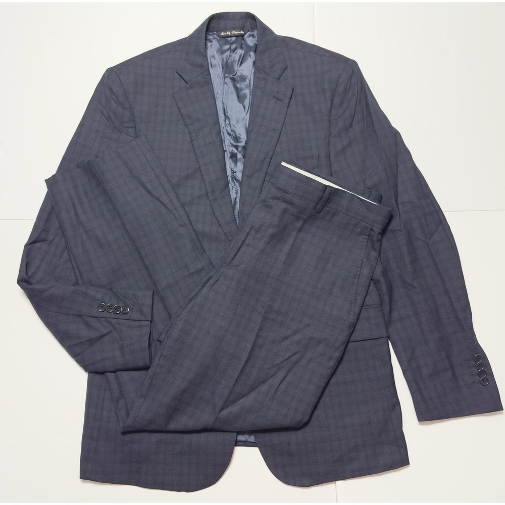Ermenegildo Zegna Traveller Men's 2 Piece Suit 40R 34x28 Wool Italy Blue Plaid